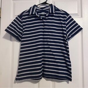 Lands' End Blue and White Striped Polo Shirt